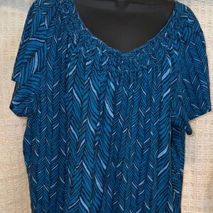 St. John's Bay Blue Smocked Relaxed Blouse